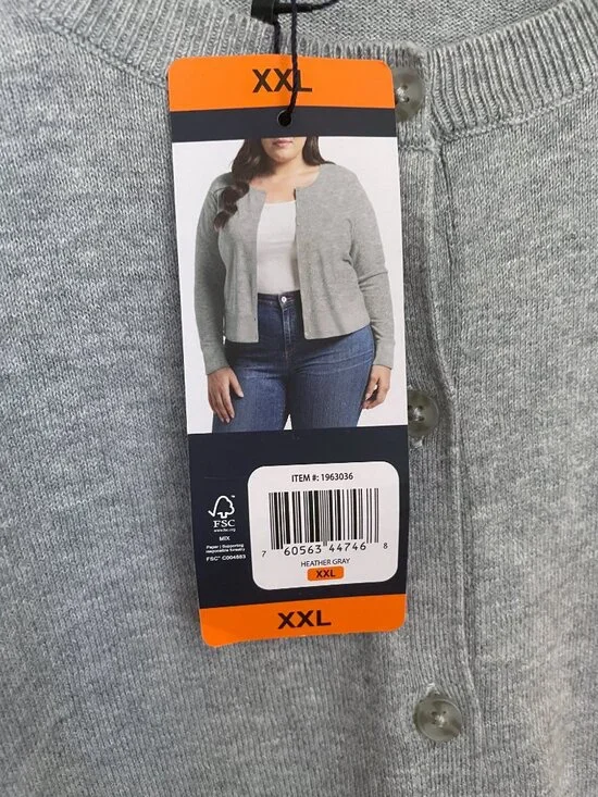 NEW GAP Womens Crewneck Cardigan Sweater NWT XXL 100% Cotton Gray - Picture 7 of 12